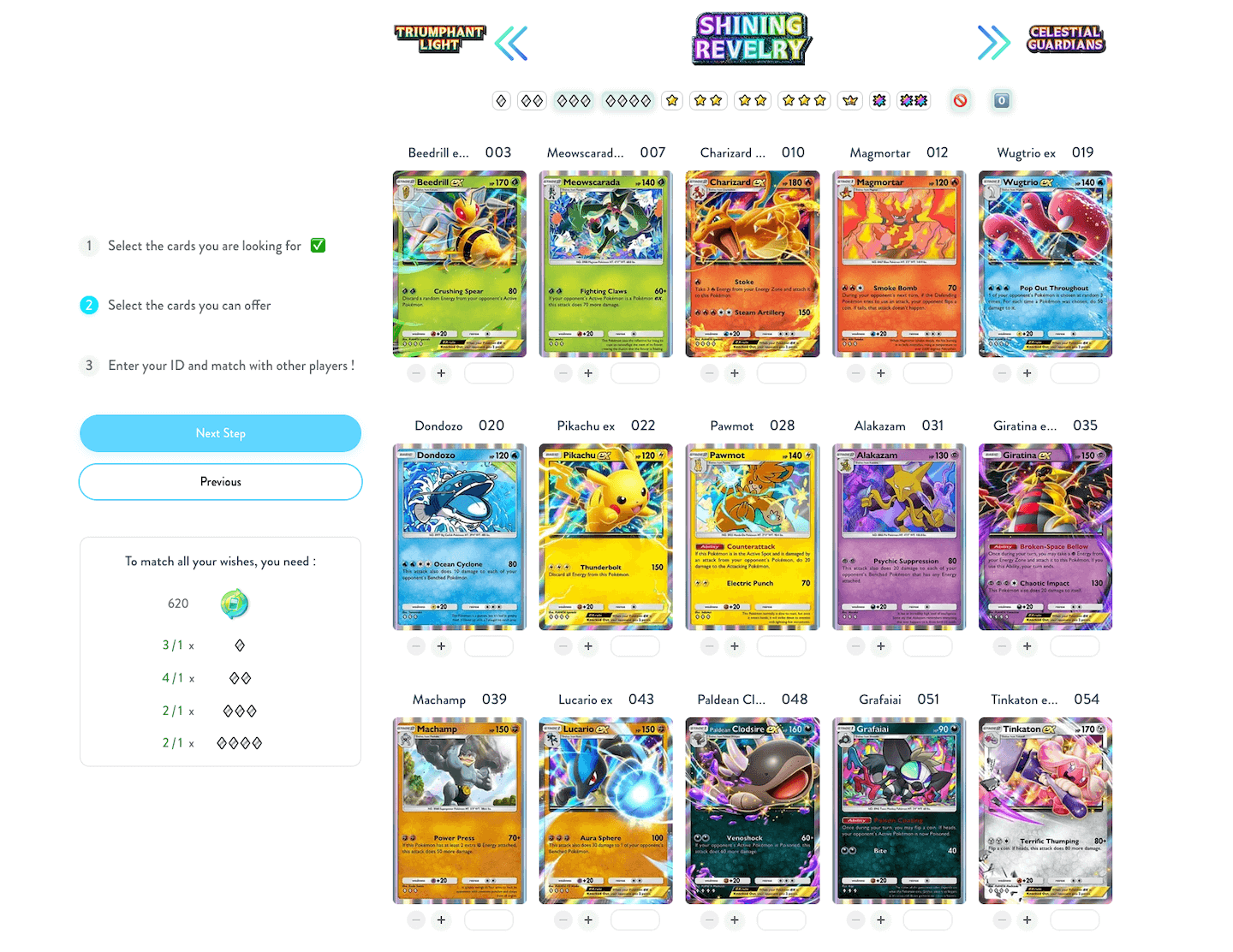 Select cards you can offer